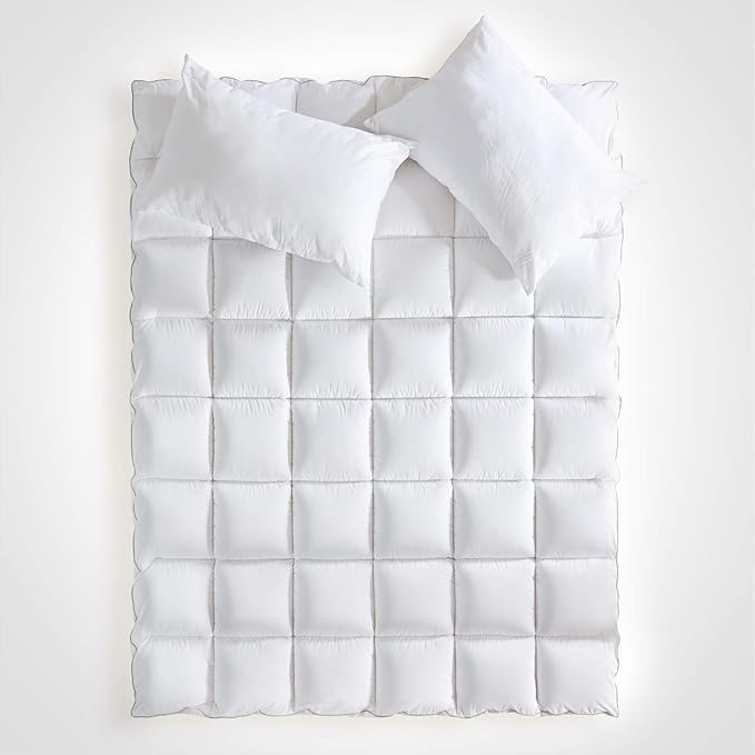 SLEEP ZONE King Cotton Mattress Topper, Ultra Fluffy Soft Mattress Pad Pillowtop Cooling Mattress Cover Fits 8-21 inch Deep Pocket, White