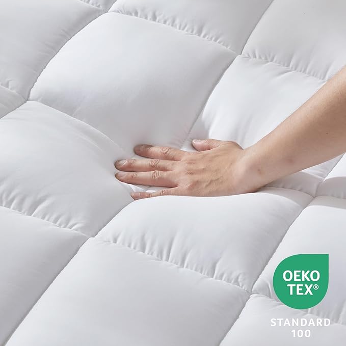 CozyLux Twin Size Mattress Pad Pillow Top Cotton Cooling Mattress Topper 8-21" Deep Pocket Mattress Cover Quilted Fitted Cooling 450GSM Mattress Protector (39x75 inch,White)