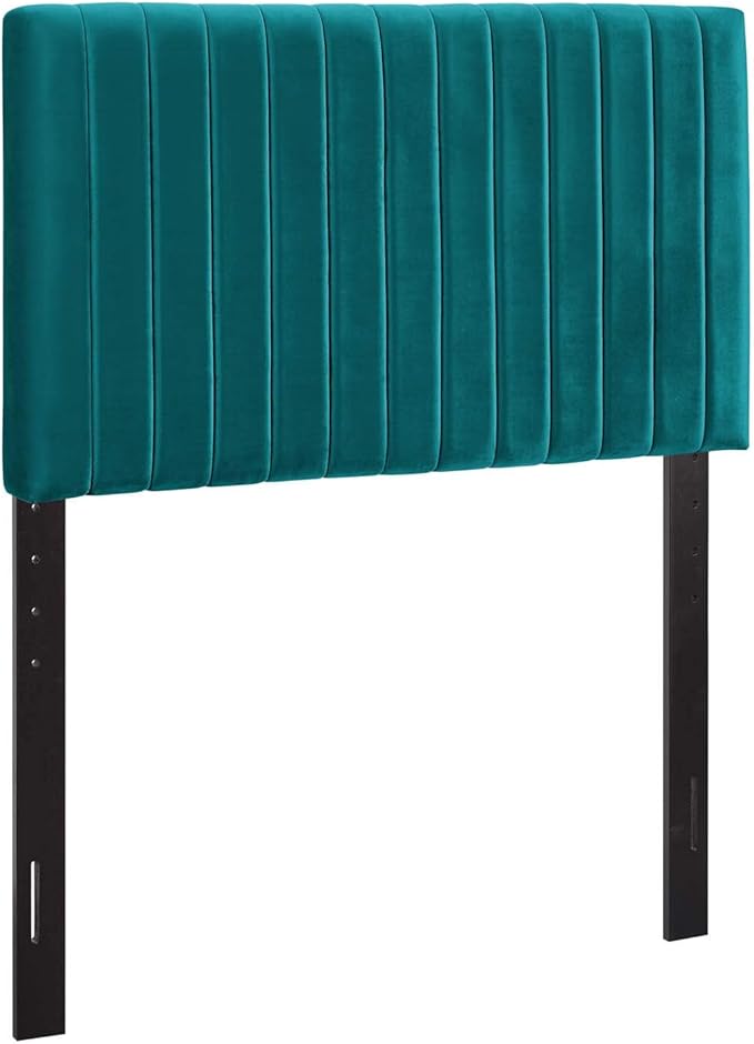 Modway Keira Channel Tufted Performance Velvet Upholstered Twin Headboard in Teal