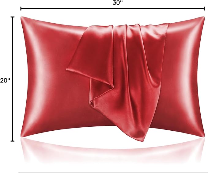 BEDELITE Satin Pillowcase for Hair and Skin, Super Soft and Cooling Similar to Silk Pillow Cases 2 Pack with Envelope Closure, Gift for Women Men(20"x30" Queen Size, Baked Apple)