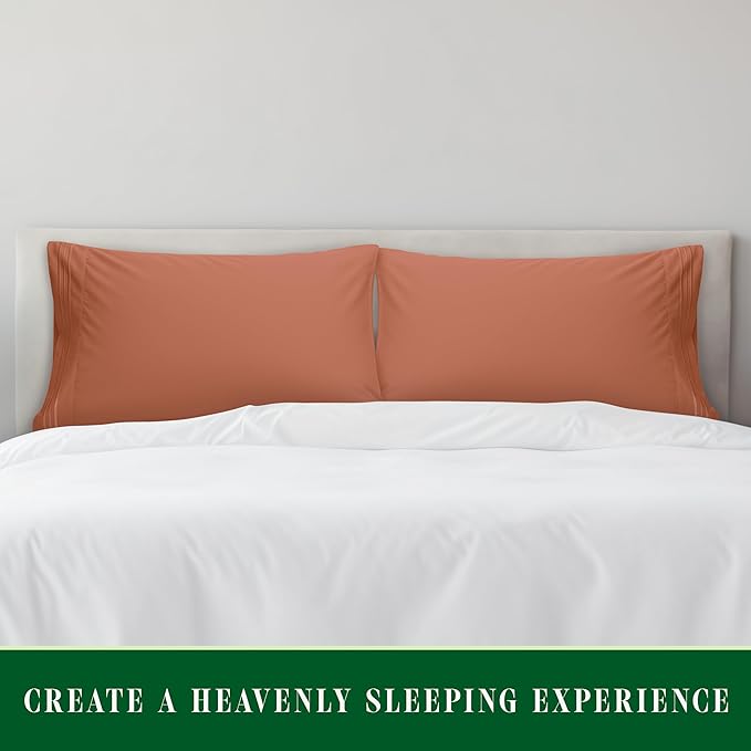 Elegant Comfort Luxury Ultra-Soft 2-Piece Pillowcase Set - 1500 Premium Hotel Quality Microfiber Double Brushed - Wrinkle Resistant, Standard/Queen, Coral