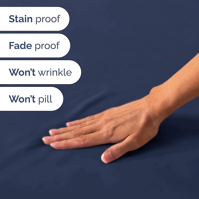 Short Queen Size 4 Piece Sheet Set - RV Short Queen, Soft, Breathable & Cooling Bed Sheets Set with Deep Pockets - Hotel Luxury Bedding for Women & Men - Wrinkle Free and Fade Resistant - Navy Blue