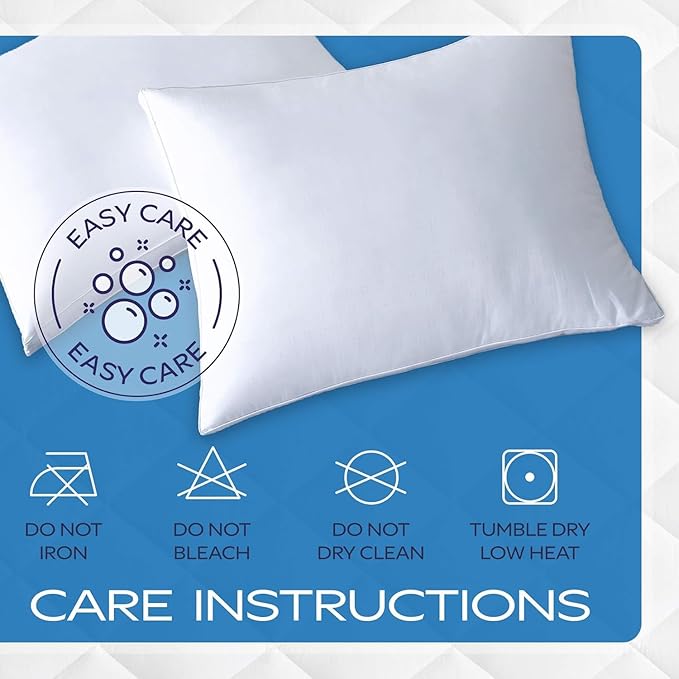 Maxi Deluxe Standard Size Bed Pillow – Ultra Soft & Comfortable – Versatile for Side, Back & Stomach Sleepers – 300TC Cotton Top – 2 Pack – (Standard Size Pillow is 20 x 26)