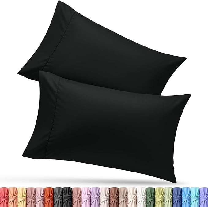 Utopia Bedding Queen Pillow Cases - 2 Pack - Envelope Closure - Soft Brushed Microfiber Fabric - Shrinkage and Fade Resistant Pillow Covers Queen Size 20 X 30 Inches (Queen, Black)