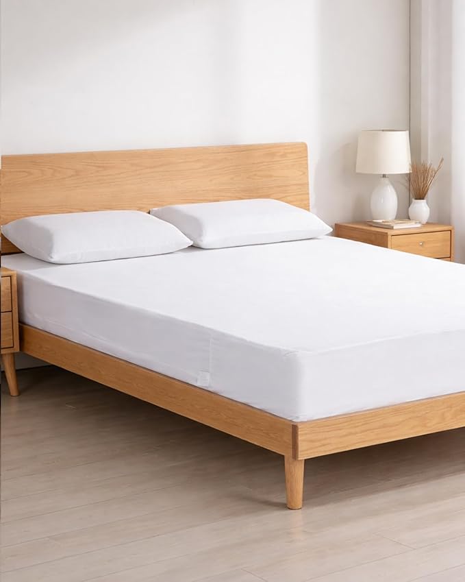 HUPPER Full Mattress Protector Zippered (9/10/11/12Inchs), Terry Cloth Mattress Encasement, 6-Side Waterproof Mattress Cover, Micro Zipper, Noiseless, for Queen Mattress 54 * 75