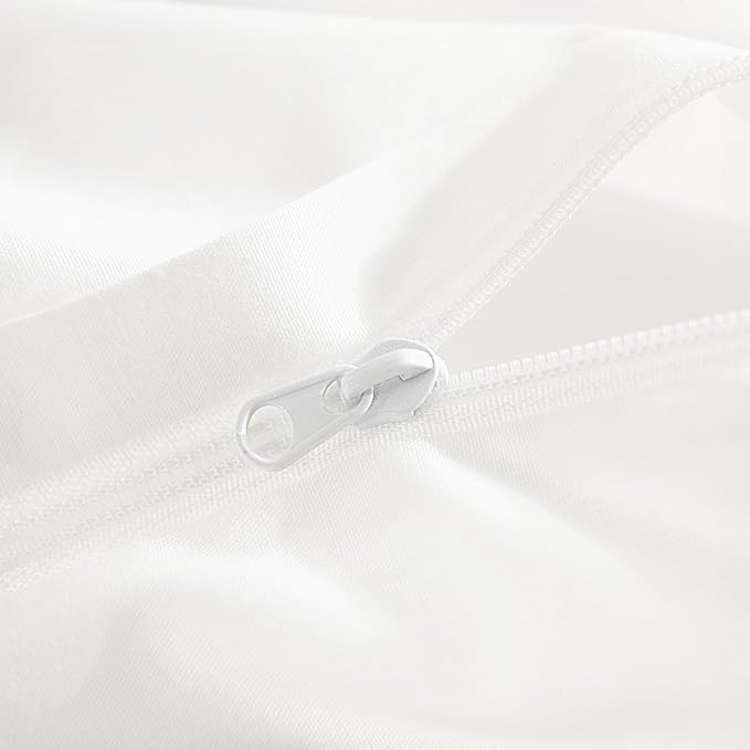NEXHOME PRO Queen Duvet Cover Set – 100% Certified Organic Cotton with Washed Feel & Linen-Like Texture, Comfortable & Breathable, Home Bedding Set Bright White (No Comforter) 9090