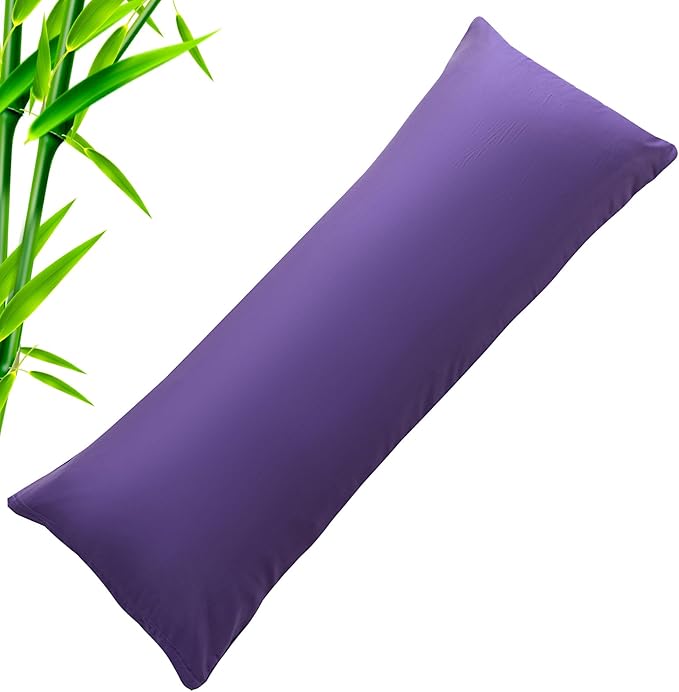 Body Cooling Pillow Cases Cover, Bamboo Rayon Body Pillowcases with Zipper Closure, Cool & Breathable Pillow Case for Hot Sleepers and Night Sweats, 20x54 inches, Dark Purple
