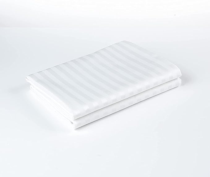 King Pillow Protectors with Zipper Egyptian Cotton Sateen Stripe Pack of 2 Oeko-TEX Certified