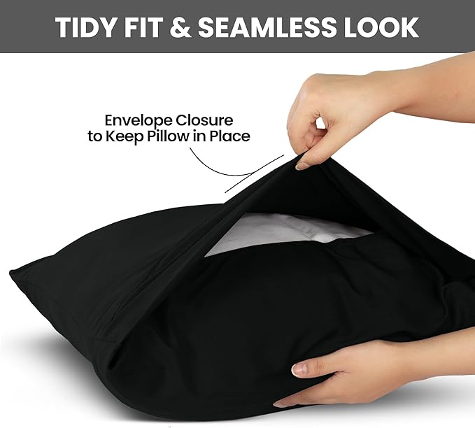 Utopia Bedding Standard Pillow Cases - 2 Pack - Envelope Closure - Soft Brushed Microfiber Fabric - Shrinkage and Fade Resistant Pillow Covers Standard Size 20 X 26 Inches (Standard, Black)