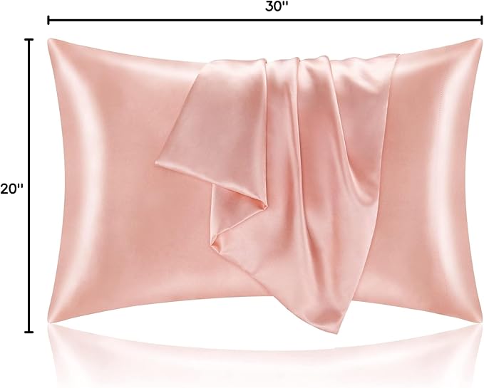 BEDELITE Satin Pillowcase for Hair and Skin, Super Soft and Cooling Similar to Silk Pillow Cases 2 Pack with Envelope Closure, Gift for Women Men(20"x30" Queen Size, Coral)