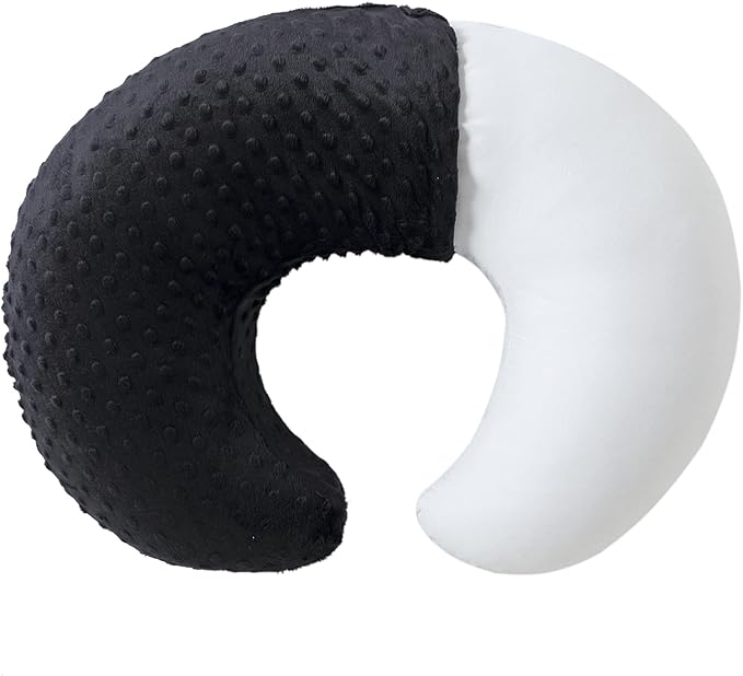 Baby Nursing Pillow and Body Positioner with Premium Slipcover for Breastfeeding for Baby Boys and Girls, Feeding Pillow with Breathable Comfortable Pillowcase (Black)