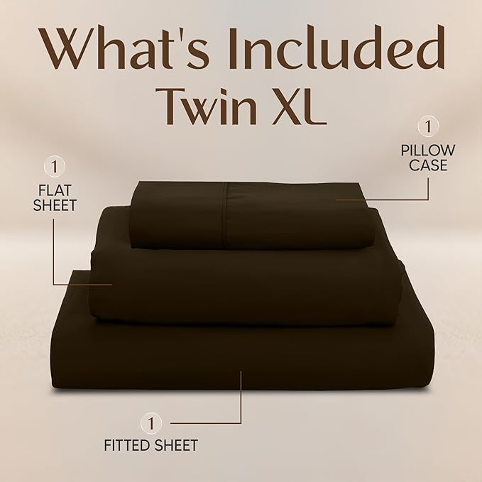Utopia Bedding Twin XL Sheet Set – 3 Piece Bed Sheets for Twin XL Size Bed, Soft and Breathable Microfiber, Includes 1 Fitted Sheet, 1 Flat Sheet and 1 Pillowcase – Oeko Tex (Brown)