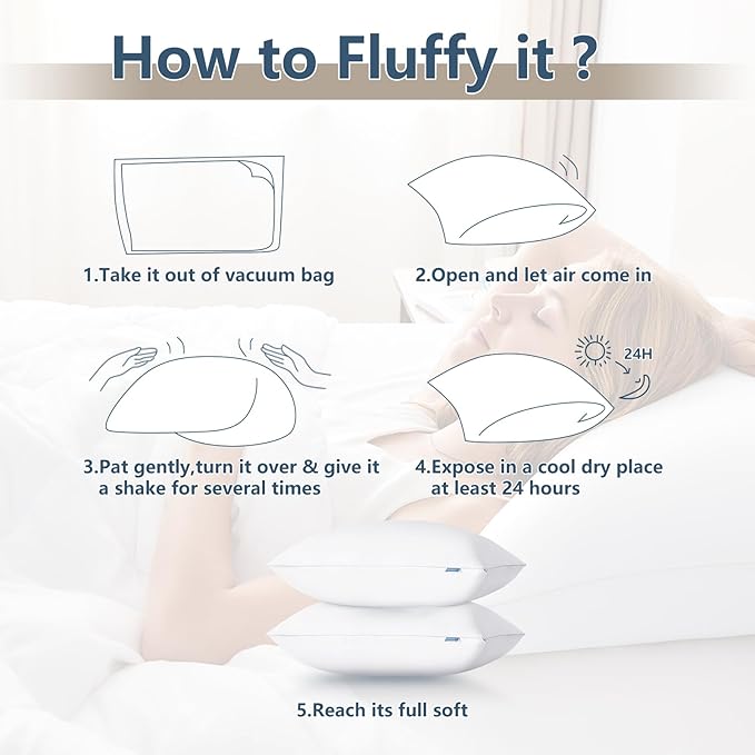 CozyLux Soft Supportive Bed Pillows for Side and Back Sleepers, Oeko-Tex Certified Down Alternative Filling, Hotel Quality Fluffy Sleeping Pillow, White, Queen - 18" x 28", 4 Pack