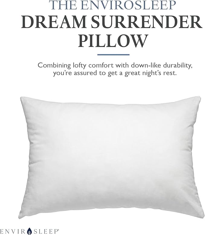 Envirosleep Dream Surrender Medium Support Pillows - Hypoallergenic Polyester Filled Cotton Shell Pillow Set, Queen Size 2 Pillow Set for Hotel or Home Use, by Manchester Mills