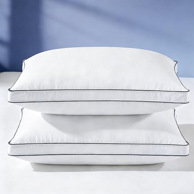 Luxury Goose Feather Down Pillow Standard Size Set of 2,Premium 3-Chamber Bed Pillows for Deep Sleep,900+ Fill Power,400 Count Cotton Shell,Hotel Quality Pillow for Side, Back Sleepers,20" x 26"