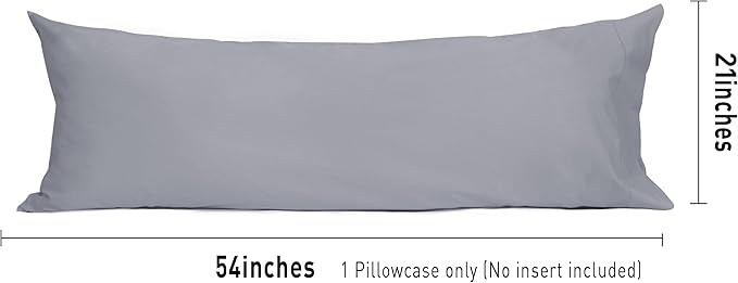 Sunflower Body Pillowcase 100% Cotton Long Pillow Cover/Case Envelope Closure 1 Pack, 20×54 inches Frost Gray, Soft and Breathable