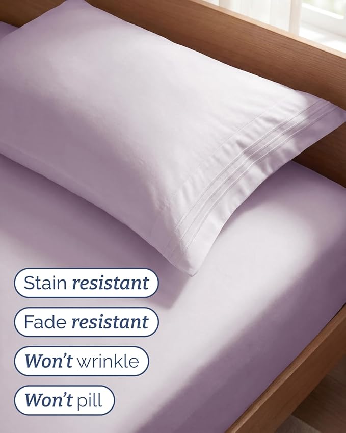Twin Size 3 Piece Sheet Set - Comfy Breathable & Cooling Sheets - Hotel Luxury Bed Sheets for Women & Men - Deep Pockets, Easy-Fit, Soft & Wrinkle Free Sheets - Light Lavender Oeko-Tex Bed Sheet Set