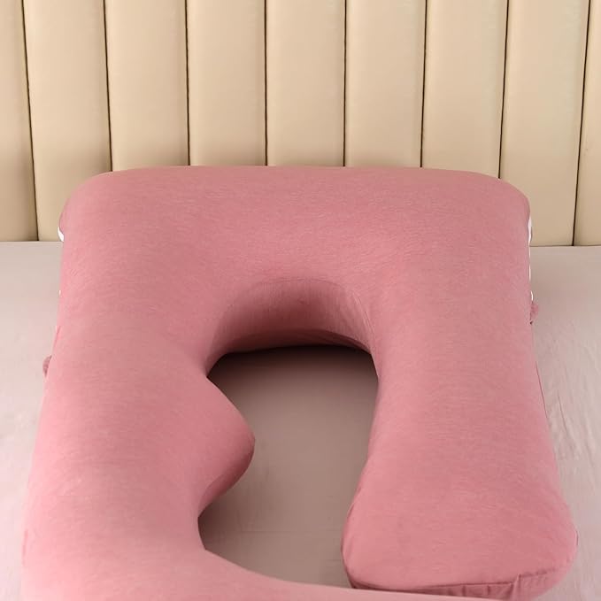 Elover Cooling Pregnancy Pillows for Sleeping,U Shaped Full Body Pillow with Removable Cover,Pregnant Women Must Haves,Maternity Essential,Cooling Pink