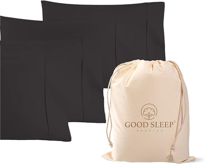 1000 TC Black King Pillowcases Set of 4 100% Egyptian Cotton Pillow Cases with Long Staple Cotton & Sateen Weave, Silky Soft Hotel - Like Bed Pillow Covers for Comfy Sleeping, Snug Fit