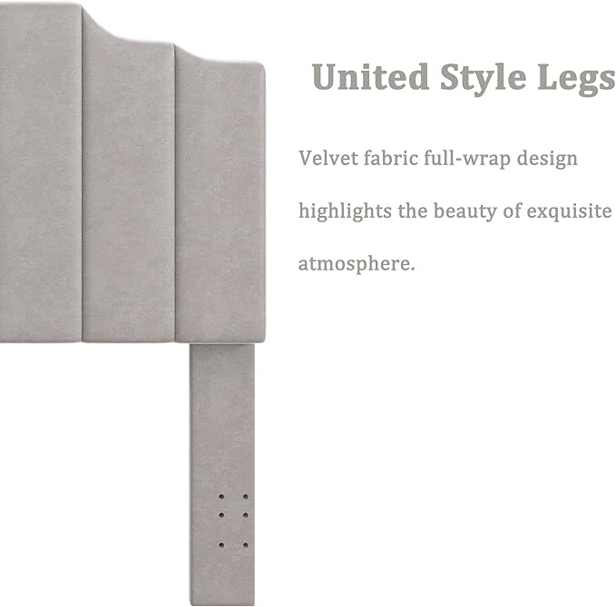 Befurtori King Size Headboard Only, Velvet Wall Mounted Headboard King for Adjustable Bed Modern Upholstered Head Board Easy Assembly, Gray