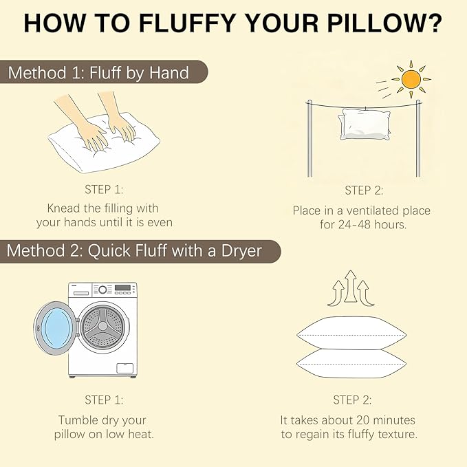Luxury Down Feather Pillow Set of 2 - Queen/King Bed Pillows for Sleeping with Premium 100% Cotton Cover (Queen)