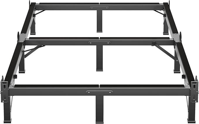 MAF Metal Bed Frame Twin XL 8 Inches, 9-Legs Support Bed Base, Twin XL Bed Frame for Box Spring and Mattress, Basics Bed Frame Headboard Attachable Tool-Free Easy Assembly, Black