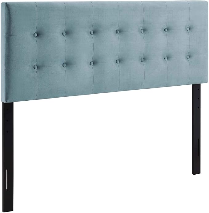 Modway Emily Queen Biscuit Tufted Performance Velvet Headboard, Light Blue