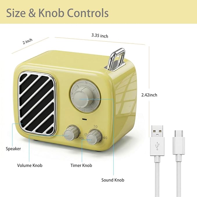 White Noise Machine with 16 Sounds, Portable Sleep Sound Machine for Baby & Adults, No Screen, Easy Knob Control, Timer & Volume Adjustable, Travel Sound Machine(Yellow)