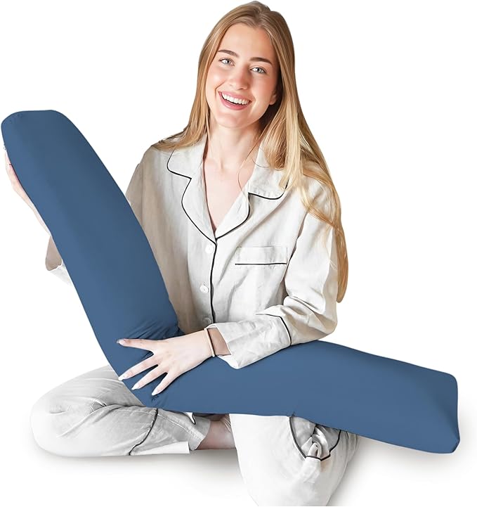 Body Pillow for Side Sleeper, 9x48 Inches Full Body Pillow with Cover, Made with Soft Material and Filled with Polyester for Adults, Adjustable Inner Core, (Pillow with Color Pillow)