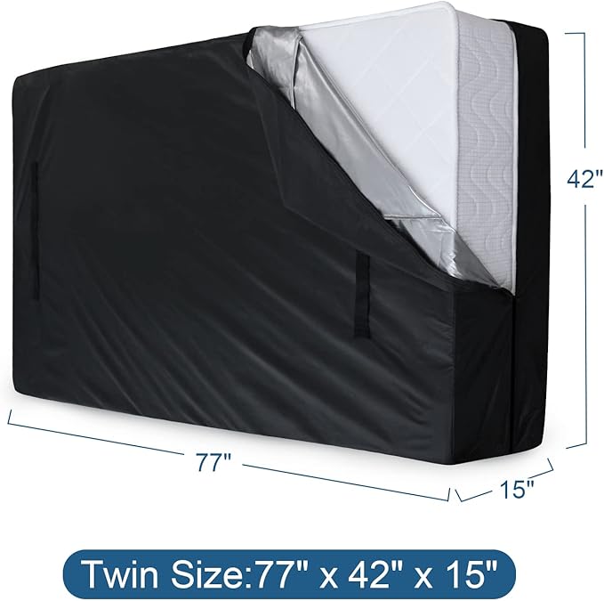 Mattress Bags for Moving and Storage Twin Size, Waterproof Mattress Protector Mattress Cover with Heavy Duty Handles, Strong Zipper, Reusable Thick Moving Supplies & Moving Bags, Black