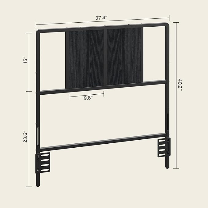 MAHANCRIS Twin Size Headboard Only, Metal Headboard with Adapters, Minimalist Industrial Style for Twin Size Beds, Black