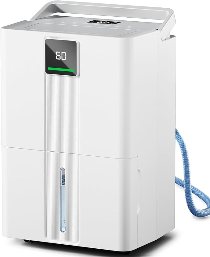 MEPTY Dehumidifier for Basement & Home with Drain Hose,Smart Humidity Control,24H Timer & Child Lock,3-Color Humidity Display Ideal for Bedroom,Bathroom