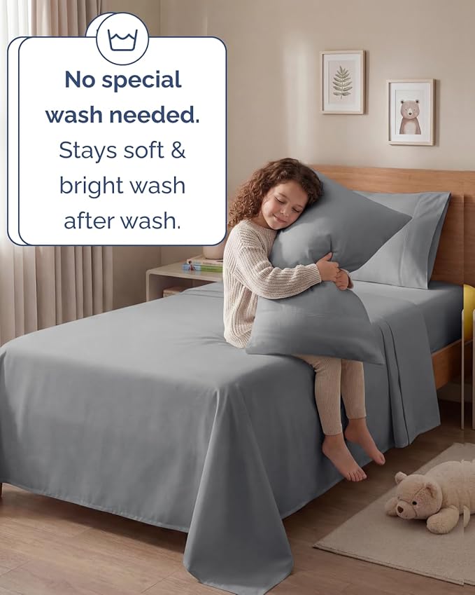 Twin 4 Piece Sheet Set - Comfy, Breathable & Cooling - Hotel Luxury Bedding for Women, Men, Kids, Teens & Children - 1 Flat & 1 Fitted Sheet & 2 Pillowcases w/ Deep Pockets - Wrinkle Free - Steel Blue