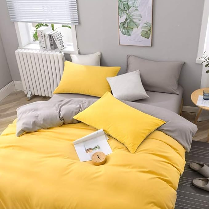 FLXXIE King Pillow Cases Set of 2, Soft Microfiber Pillow Covers with Envelope Closure, Wrinkle, Fade and Stain Resistant Pillowcases, 20x36, Yellow