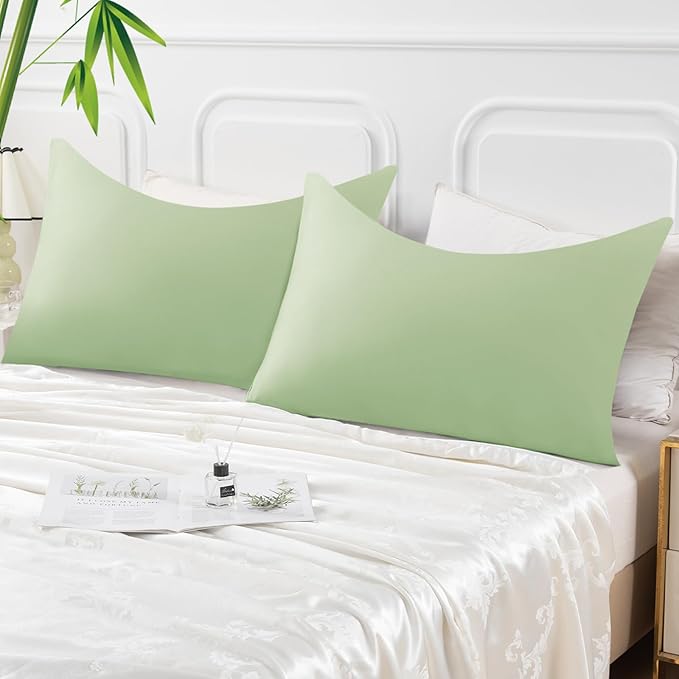 Curved Pillow Case King Size, Side Sleeper Pillow Cases Cover Cooling Rayon Derived from Bamboo with Zipper for hot Sleepers Hair and Skin, Breathable Silky Soft Pillowcase 1 Pack 20 * 36 Inches