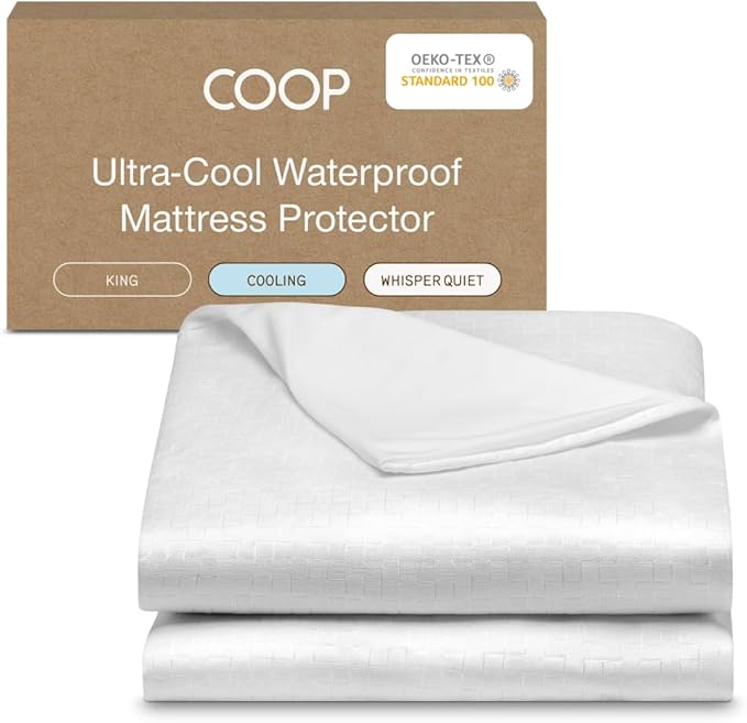 Coop Home Goods Ultra-Cool Waterproof Mattress Protector, King, Cooling Mattress Protector, Machine Washable Cooling Bed Cover, Low-Noise Waterproof Bed Cover, King (78x80)