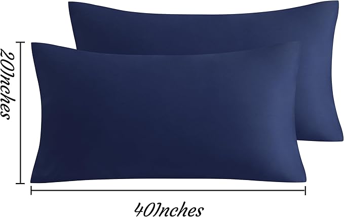 NTBAY King Pillow Cases Set of 2, 2 Pack Brushed Microfiber 20x40 Pillow Cases, Soft, Wrinkle, Fade, Stain Resistant Navy Blue Pillow Cases with Envelope Closure, 20x40 Inches, Navy Blue