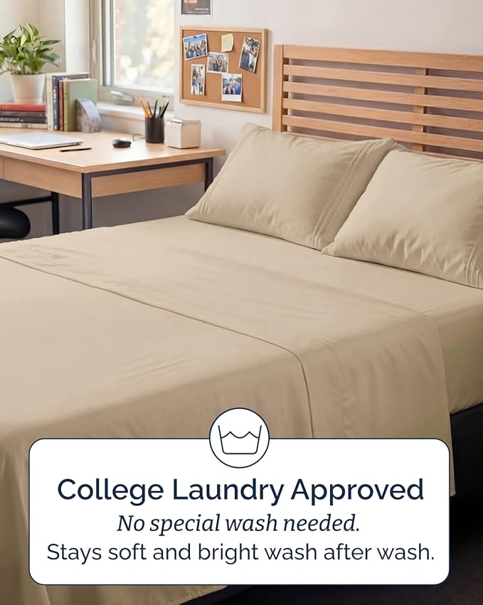 Full XL Bed Sheet - 4 Piece Full XL Bed Sheets Set - Ultra-Soft, Comfy, Breathable & Cooling - Hotel Luxury Bedding for Women & Men with Deep Pockets - Wrinkle Free & Fade Resistant - Oeko-Tex - Cream
