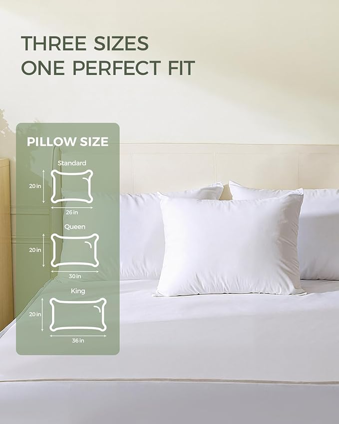 FAUNNA 100% Cotton Pillow Protectors, Bed Bug Proof, Hypoallergenic, Featuring Antimicrobial Product Protection for Enhanced Freshness, Premium Breathable Zippered Protectors(King Size, 6 Pack)
