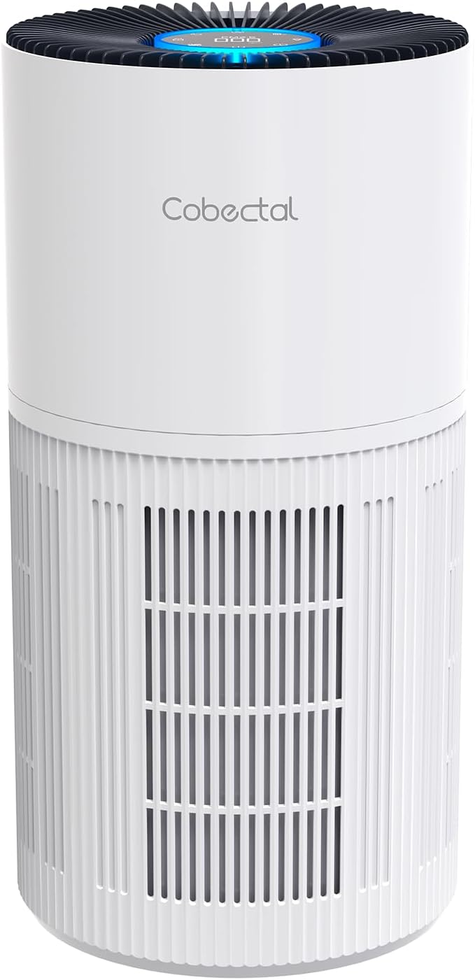 Air Purifiers for Home Large Rooms, Cobectal Air Cleaner with HEPA 3-in-1 Filter Covers up to 1650ft², PM2.5 Air Quality Sensor, Timer Setting & Sleep Mode, Pet Air Purifier for Home, RVs, White