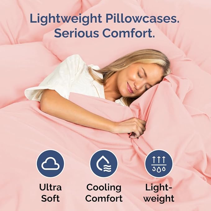 Body Pillowcases Set of 4-20x54 Long Body Pillow Case - Soft Body Pillow Cover for Sleeping & Side Sleepers - Comfy, Breathable & Fade Free - Machine Washable with Envelope Enclosure - (Baby Pink)