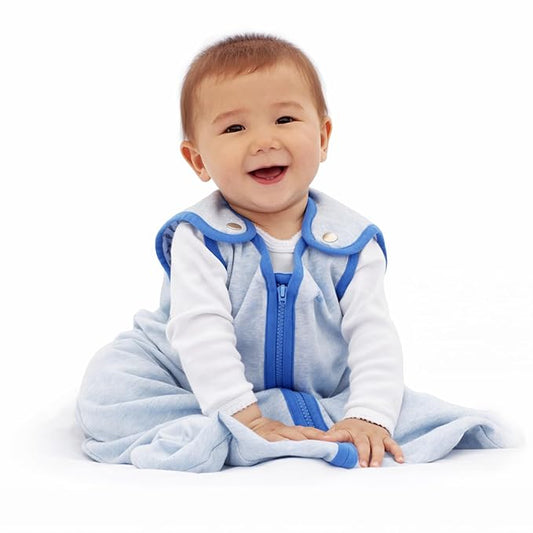Baby Deedee Sleep Nest Lite - Baby Sleep Sack 0.6 TOG 18-36 Months, Sleeping Bag with Soft Cotton & Patented Shoulder Snaps, Toddler Wearable Blanket for Boys & Girls, Heather Blue