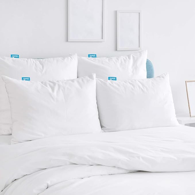 Biloban 4 Pack Pillow Protectors with Zipper Breathable & Noiseless & Durable 100% Waterproof Pillow Cases Standard Size White Pillow Protector