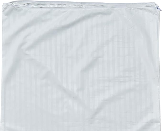 Kingnex Waterproof Down Feather Proof Striped Body Pillow Protectors for 20x54 Pillow Zippered Plain Pillow Cover White 1 Pack Only 21x55