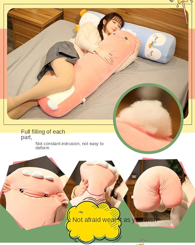 Long Plush Cute Body Pillows 27" Cuddle Stuffed Animal Shaped Bed Body Pillows Soft Cotton Plushies Doll Toy Gifts (Bear, 27 Inch)