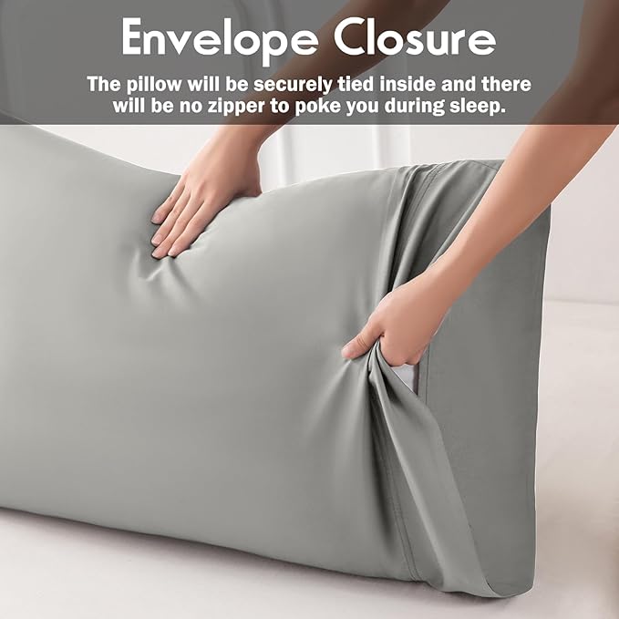 Pillowcases King Size 2 Pack, Cooling Viscose from Bamboo Pillow Cases with Envelope Closure, Cool & Breathable Pillow Cover for Hot Sleepers and Night Sweats, 20" x 40"