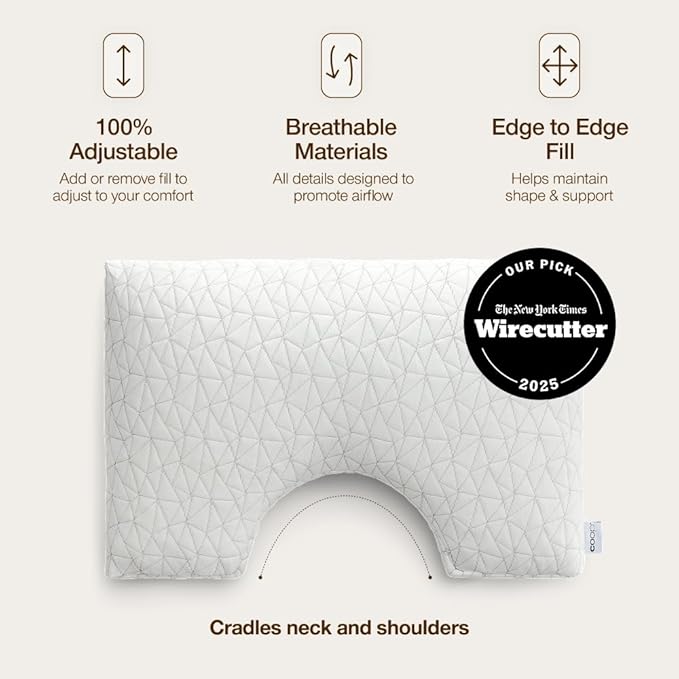 Coop Home Goods Original Cut-Out Adjustable Pillow, Queen Size Bed Pillows for Neck & Head Support, 18 x 28 “ Memory Foam Pillows - Medium Firm for Side Sleeper, CertiPUR-US/GREENGUARD Gold