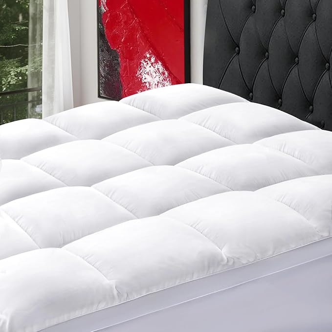 SOPAT Twin Size Mattress Topper – Extra Thick Pillow Top, Soft Down Alternative Fill, Deep Pocket Mattress Pad for Twin Bed(39x75 in, White)