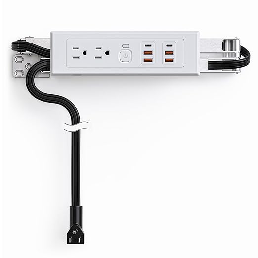 Drawer Outlet Kit USB C PD20W Fast Charging Station USB Power Cabinet Plug Charging Strip Recessed Vanity Table Box Desk Nightstand Mount Organizer, 14 AWG Power Cable for Kitchen Bedroom-White