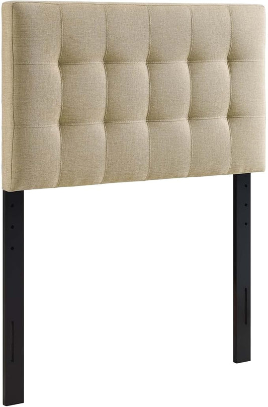 Modway Lily Tufted Linen Fabric Upholstered Twin Headboard in Beige